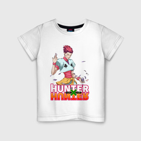 Детская футболка хлопок с принтом Хисока Hunter x Hunter в Санкт-Петербурге, 100% хлопок | круглый вырез горловины, полуприлегающий силуэт, длина до линии бедер | anime | hunter | hunter x hunter | zoldyck | аниме | зодиак | охотник | охотники | хисока