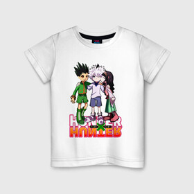 Детская футболка хлопок с принтом Хантер три героя в Санкт-Петербурге, 100% хлопок | круглый вырез горловины, полуприлегающий силуэт, длина до линии бедер | anime | hunter | hunter x hunter | killua | zoldyck | аниме | зодиак | охотник | охотники