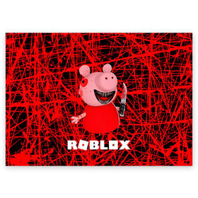 Поздравительная открытка с принтом Roblox piggy/Свинка Пигги. в Санкт-Петербурге, 100% бумага | плотность бумаги 280 г/м2, матовая, на обратной стороне линовка и место для марки
 | Тематика изображения на принте: game | gamer | logo | minecraft | piggi | roblox | simulator | игра | конструктор | лого | пигги | свинья | симулятор | строительство | фигура