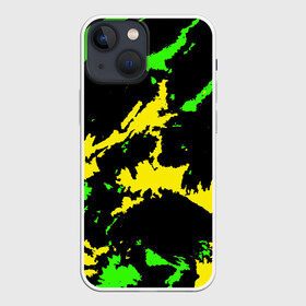Чехол для iPhone 13 mini с принтом Желто зеленый в Санкт-Петербурге,  |  | casual | neon | pattern | абстрактный | брызги | граффити | грязь | зелень | камуфляж | кислотный | краска | красочный | мазки | маскировка | милитари | неоновый | отпечаток | пятна | пятнистый | разноцветный