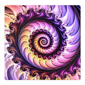 Магнитный плакат 3Х3 с принтом Спираль улитки в Санкт-Петербурге, Полимерный материал с магнитным слоем | 9 деталей размером 9*9 см | волна | волны | желтый | раковина улитки | розовый | синий | спираль | улитка | фиолетовый