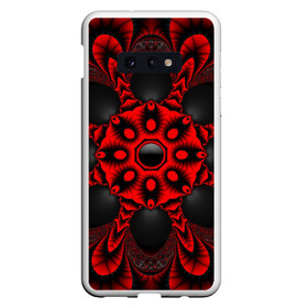 Чехол для Samsung S10E с принтом Красный цветок в Санкт-Петербурге, Силикон | Область печати: задняя сторона чехла, без боковых панелей | драгоценные камни | драгоценный камень | красный | неон | тёмный | цветок | черный