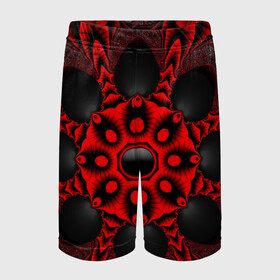 Детские спортивные шорты 3D с принтом Красный цветок в Санкт-Петербурге,  100% полиэстер
 | пояс оформлен широкой мягкой резинкой, ткань тянется
 | Тематика изображения на принте: драгоценные камни | драгоценный камень | красный | неон | тёмный | цветок | черный