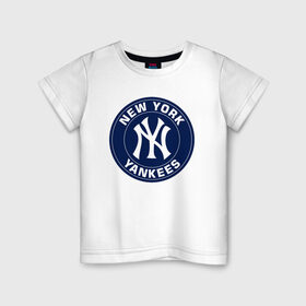 Детская футболка хлопок с принтом New York Yankees в Санкт-Петербурге, 100% хлопок | круглый вырез горловины, полуприлегающий силуэт, длина до линии бедер | Тематика изображения на принте: 