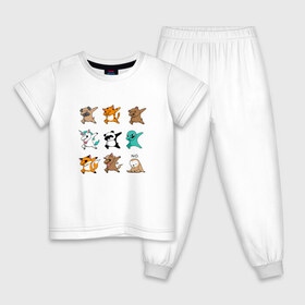 Детская пижама хлопок с принтом DAB & ANIMALS в Санкт-Петербурге, 100% хлопок |  брюки и футболка прямого кроя, без карманов, на брюках мягкая резинка на поясе и по низу штанин
 | animals | cat | dab | dog | fox | дэб | единорог | единорог дэб | животные | инопланетянин | конь | кот дэб | кошка | ленивец | лиса | лиса дэб | лошадь | медведь | медведь дэб | панда | панда дэб | собака | собака дэб