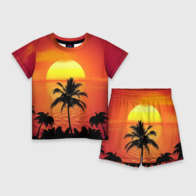 Детский костюм с шортами 3D с принтом Пальмы на фоне моря в Санкт-Петербурге,  |  | summer | восход | гаваи | гавайская | закат | лето | море | океан | отдых | отпуск | пальма | пальмы | солнце | туризм | туристическая