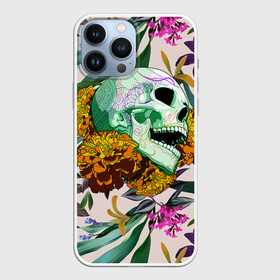 Чехол для iPhone 13 Pro Max с принтом Череп в цветах в Санкт-Петербурге,  |  | рисунок | цветы | череп | череп в цветах