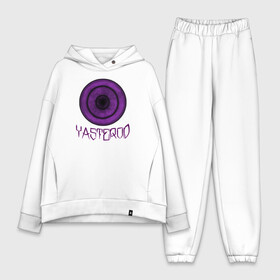 Женский костюм хлопок Oversize с принтом YASTEROD big в Санкт-Петербурге,  |  | eye | purple | rinnegan | yasterod | глаз | риннеган | фиолетовый