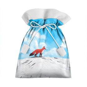 Подарочный 3D мешок с принтом Лиса и небеса в Санкт-Петербурге, 100% полиэстер | Размер: 29*39 см | Тематика изображения на принте: clouds | fox | mountain | sky | горы | лиса | небо | облака | снег