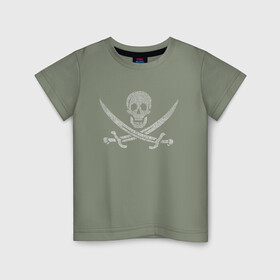 Детская футболка хлопок с принтом Pirate  в Санкт-Петербурге, 100% хлопок | круглый вырез горловины, полуприлегающий силуэт, длина до линии бедер | веселый роджер | пират | пиратский флаг | пираты карибского моря | флаг | череп