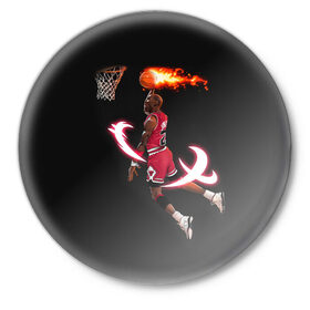 Значок с принтом MICHAEL JORDAN в Санкт-Петербурге,  металл | круглая форма, металлическая застежка в виде булавки | jordan | michael | michael jordan | nba | баскетбол | баскетболист | джордан | защитник | майкл | майкл джордан | нба
