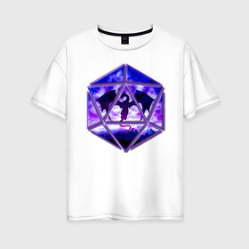 Женская футболка хлопок Oversize с принтом DnD d20 Dragon Дракон ДнД в Санкт-Петербурге, 100% хлопок | свободный крой, круглый ворот, спущенный рукав, длина до линии бедер
 | d20 | dnd | dragon | днд | дракон