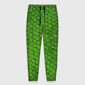 Мужские брюки 3D с принтом зелёная чешуя  в Санкт-Петербурге, 100% полиэстер | манжеты по низу, эластичный пояс регулируется шнурком, по бокам два кармана без застежек, внутренняя часть кармана из мелкой сетки | чешуя | чешуя ящерицы