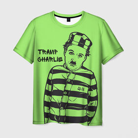 Мужская футболка 3D с принтом Tramp Charlie в Санкт-Петербурге, 100% полиэфир | прямой крой, круглый вырез горловины, длина до линии бедер | актер | кино | смех | чарли