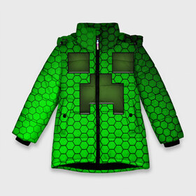 Зимняя куртка для девочек 3D с принтом Крипер из игры Minecraft в Санкт-Петербурге, ткань верха — 100% полиэстер; подклад — 100% полиэстер, утеплитель — 100% полиэстер. | длина ниже бедра, удлиненная спинка, воротник стойка и отстегивающийся капюшон. Есть боковые карманы с листочкой на кнопках, утяжки по низу изделия и внутренний карман на молнии. 

Предусмотрены светоотражающий принт на спинке, радужный светоотражающий элемент на пуллере молнии и на резинке для утяжки. | mine | minecraft | зелёный крипер | игра | крипер | лицо крипера | майн | майнкрафт | моб из игры | мордочка крипера