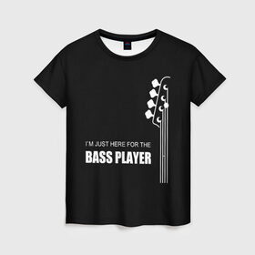 Женская футболка 3D с принтом BASS PLAYER (GUITAR) в Санкт-Петербурге, 100% полиэфир ( синтетическое хлопкоподобное полотно) | прямой крой, круглый вырез горловины, длина до линии бедер | guitar | nick senpai | бас | бас гитара | гитара | марченко | никита марченко