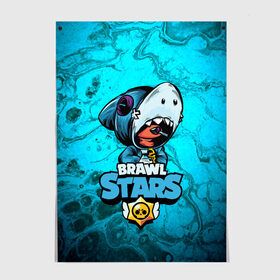 Постер с принтом BRAWL STARS LEON SHARK в Санкт-Петербурге, 100% бумага
 | бумага, плотность 150 мг. Матовая, но за счет высокого коэффициента гладкости имеет небольшой блеск и дает на свету блики, но в отличии от глянцевой бумаги не покрыта лаком | brawl | brawl stars | brawlstars | crow | fire | flame | game | leon | loen | phoenix | shark | star | stars | акула | бравл | браво | вода | звезда | звезды | игра | леон | огонь | пламя | стар | старс | феникс