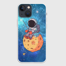 Чехол для iPhone 13 mini с принтом Космонавт в Санкт-Петербурге,  |  | art | astronaut | cosmonaut | fishing | fishing rod | man | planet | space | stars | арт | астронавт | звезды | космонавт | космос | планета | рыбалка | удочка | человек