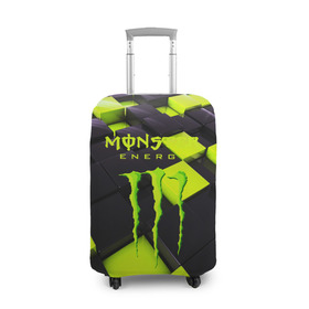 Чехол для чемодана 3D с принтом MONSTER ENERGY в Санкт-Петербурге, 86% полиэфир, 14% спандекс | двустороннее нанесение принта, прорези для ручек и колес | energy | monster energy | кофеин | монстр | монстр энерджи | напиток | таурин | энергетик | энергетический напиток