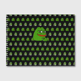 Альбом для рисования с принтом Frog Pepe в Санкт-Петербурге, 100% бумага
 | матовая бумага, плотность 200 мг. | Тематика изображения на принте: meme | жаба | звук | лягушка | майнкрафт | мем | пепа | пепе | скин