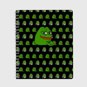 Тетрадь с принтом Frog Pepe в Санкт-Петербурге, 100% бумага | 48 листов, плотность листов — 60 г/м2, плотность картонной обложки — 250 г/м2. Листы скреплены сбоку удобной пружинной спиралью. Уголки страниц и обложки скругленные. Цвет линий — светло-серый
 | meme | жаба | звук | лягушка | майнкрафт | мем | пепа | пепе | скин