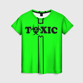 Женская футболка 3D с принтом toxic в Санкт-Петербурге, 100% полиэфир ( синтетическое хлопкоподобное полотно) | прямой крой, круглый вырез горловины, длина до линии бедер | toxic | противогаз | токсик | токсичный | ядовитый