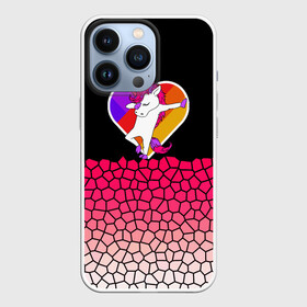 Чехол для iPhone 13 Pro с принтом Dabbing heart Pink Unicorn в Санкт-Петербурге,  |  | cute | little pony | rainbow | tik tok | градиент | грива | девочкам | детям | единорог | кавайный | лайк | лошадь | любовь | милый | мозаика | пегас | подростковые | пони | радуга | радужный | сердце | соты | танец