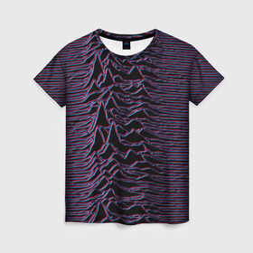 Женская футболка 3D с принтом Joy Division Glitch в Санкт-Петербурге, 100% полиэфир ( синтетическое хлопкоподобное полотно) | прямой крой, круглый вырез горловины, длина до линии бедер | glitch | ian curtis | joy division | rock | unknown pleasures | глюк | иэн кёртис | рок