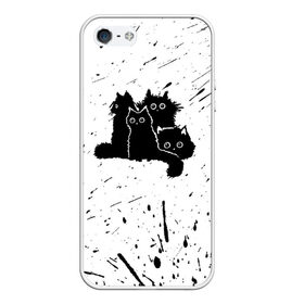 Чехол для iPhone 5/5S матовый с принтом Черные котейки в Санкт-Петербурге, Силикон | Область печати: задняя сторона чехла, без боковых панелей | baby | cat | cute | kitty | аниме | анимешные | брызги красок | глаза | детям | животные | зверек | кавайный | киска | кот | котята | кошак | кошечка | кошка | малыши | милые | мордочка | няшные | прикольные
