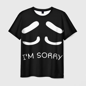 Мужская футболка 3D с принтом Sorry not sorry в Санкт-Петербурге, 100% полиэфир | прямой крой, круглый вырез горловины, длина до линии бедер | 