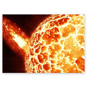 Поздравительная открытка с принтом Космический объект в Санкт-Петербурге, 100% бумага | плотность бумаги 280 г/м2, матовая, на обратной стороне линовка и место для марки
 | planets | взрыв | взрывы | вселенная | вселенский | звезда | звёзды | космические | космический | космос | лава | мантия | огненный | огонь | пламя | планета | планеты | солнце | яркие | яркий