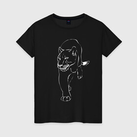 Женская футболка хлопок с принтом Пантера в Санкт-Петербурге, 100% хлопок | прямой крой, круглый вырез горловины, длина до линии бедер, слегка спущенное плечо | дикий | животное | зверь | кот | кошка | опасный | пантера | пума | хищник | ягуар