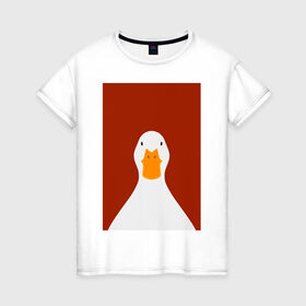 Женская футболка хлопок с принтом Утка в Санкт-Петербурге, 100% хлопок | прямой крой, круглый вырез горловины, длина до линии бедер, слегка спущенное плечо | иллюстрация | мем | мемы | рисунок | смешно | современно | утка