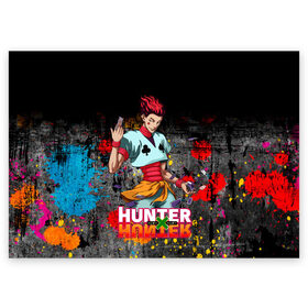 Поздравительная открытка с принтом Хисока Hunter x Hunter в Санкт-Петербурге, 100% бумага | плотность бумаги 280 г/м2, матовая, на обратной стороне линовка и место для марки
 | Тематика изображения на принте: anime | hunter | hunter x hunter | zoldyck | аниме | зодиак | охотник | охотники | хисока
