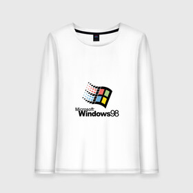Женский лонгслив хлопок с принтом Windows 98 в Санкт-Петербурге, 100% хлопок |  | microsoft | windows | windows98 | виндовс | майкрософт