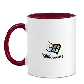 Кружка двухцветная с принтом Windows 98 в Санкт-Петербурге, керамика | объем — 330 мл, диаметр — 80 мм. Цветная ручка и кайма сверху, в некоторых цветах — вся внутренняя часть | microsoft | windows | windows98 | виндовс | майкрософт