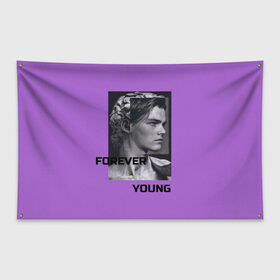Флаг-баннер с принтом Леонардо Ди Каприо в Санкт-Петербурге, 100% полиэстер | размер 67 х 109 см, плотность ткани — 95 г/м2; по краям флага есть четыре люверса для крепления | forever young | леонардо ди каприо | лицо | эстетика