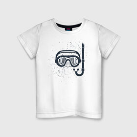 Детская футболка хлопок с принтом Aquaholic в Санкт-Петербурге, 100% хлопок | круглый вырез горловины, полуприлегающий силуэт, длина до линии бедер | аквалангист | водолаз | дайвер | дайвинг | маска с трубкой | море | океан | плавание | пловец | погружение | под водой | подводное плавание