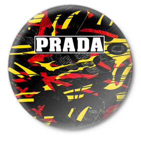 Значок с принтом PRADA в Санкт-Петербурге,  металл | круглая форма, металлическая застежка в виде булавки | prada | prada gang | prada style | prada принт | prada футболка | парада стиль | прада | прада принт | прада футболка