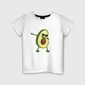 Детская футболка хлопок с принтом Авокадо дэб в Санкт-Петербурге, 100% хлопок | круглый вырез горловины, полуприлегающий силуэт, длина до линии бедер | dab | авокадо | даб | дэб | мем | очки | фрукт
