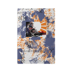 Обложка для паспорта матовая кожа с принтом Самурай Чамплу в Санкт-Петербурге, натуральная матовая кожа | размер 19,3 х 13,7 см; прозрачные пластиковые крепления | Тематика изображения на принте: абстракция | аниме | брызги | иероглифы | самурай | самурай чамплу | тай дай | чамплу | япония | японские иероглифы | японские символы