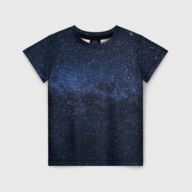 Детская футболка 3D с принтом звездное небо в Санкт-Петербурге, 100% гипоаллергенный полиэфир | прямой крой, круглый вырез горловины, длина до линии бедер, чуть спущенное плечо, ткань немного тянется | neon | space | stars | звезды | млечный путь