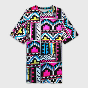 Платье-футболка 3D с принтом Ацтеки в Санкт-Петербурге,  |  | абстракция | африка | африканский мотив | африканский паттерн | ацтеки | коллаж | паттерн | хиппи