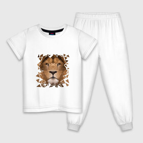 Детская пижама хлопок с принтом Лев в Санкт-Петербурге, 100% хлопок |  брюки и футболка прямого кроя, без карманов, на брюках мягкая резинка на поясе и по низу штанин
 | арт | геометрия | зверь | лев | тигр. кошка | царь