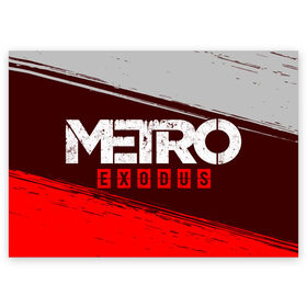 Поздравительная открытка с принтом METRO EXODUS / МЕТРО ИСХОД в Санкт-Петербурге, 100% бумага | плотность бумаги 280 г/м2, матовая, на обратной стороне линовка и место для марки
 | exodus | game | games | logo | metro | sam | sparta | spartan | игра | игры | исход | лого | логотип | логотипы | метро | символ | символы | спарта | спартанец | сэм | эксодус