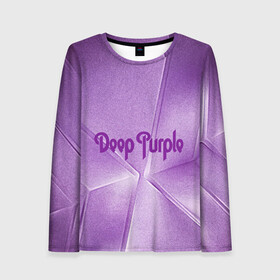 Женский лонгслив 3D с принтом Deep Purple в Санкт-Петербурге, 100% полиэстер | длинные рукава, круглый вырез горловины, полуприлегающий силуэт | deep | logo | purple | rock | whoosh | группа | знаменитости | лого | надпись | рок | текст