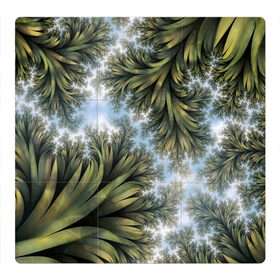 Магнитный плакат 3Х3 с принтом Зеленые листья в Санкт-Петербурге, Полимерный материал с магнитным слоем | 9 деталей размером 9*9 см | абстракция | голубое | зеленые листья | листья | небо