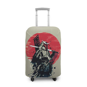 Чехол для чемодана 3D с принтом Samurai man в Санкт-Петербурге, 86% полиэфир, 14% спандекс | двустороннее нанесение принта, прорези для ручек и колес | бамбук | катана | сакура | самурай | япония