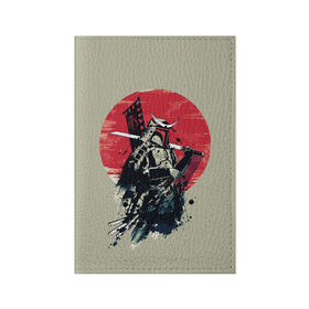 Обложка для паспорта матовая кожа с принтом Samurai man в Санкт-Петербурге, натуральная матовая кожа | размер 19,3 х 13,7 см; прозрачные пластиковые крепления | Тематика изображения на принте: бамбук | катана | сакура | самурай | япония