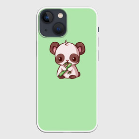 Чехол для iPhone 13 mini с принтом пандочка с бамбуком в Санкт-Петербурге,  |  | бамбук | бирюзовый | милая панда | милое существо | милость | мультяшка | мультяшная панда | панда | панда с бамбуком